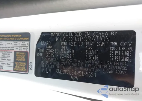 2024 Kia Niro Lx from USA, damaged, VIN KNDCP3LE4R5155653